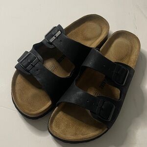 Black Double-Buckle Comfort Sandals for Women